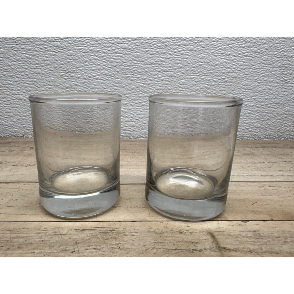 Vtg Set Of 2 Anchor Hocking Clear Glass Shot Heavy Thick Bottom